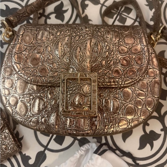 Brahmin Bronze Croc-Embossed Shoulder Bag